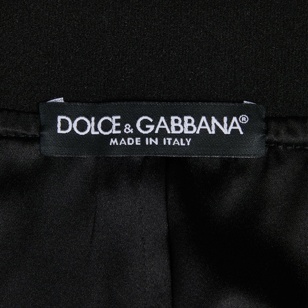 Dolce & Gabbana Silk Skirt Black Green Pink Floral Print Scalloped Grosgrain Zip - Picture 5 of 11